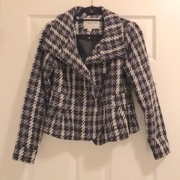 Oleg Cassini Jackets & Blazers - Purple Plaid Wool Coat